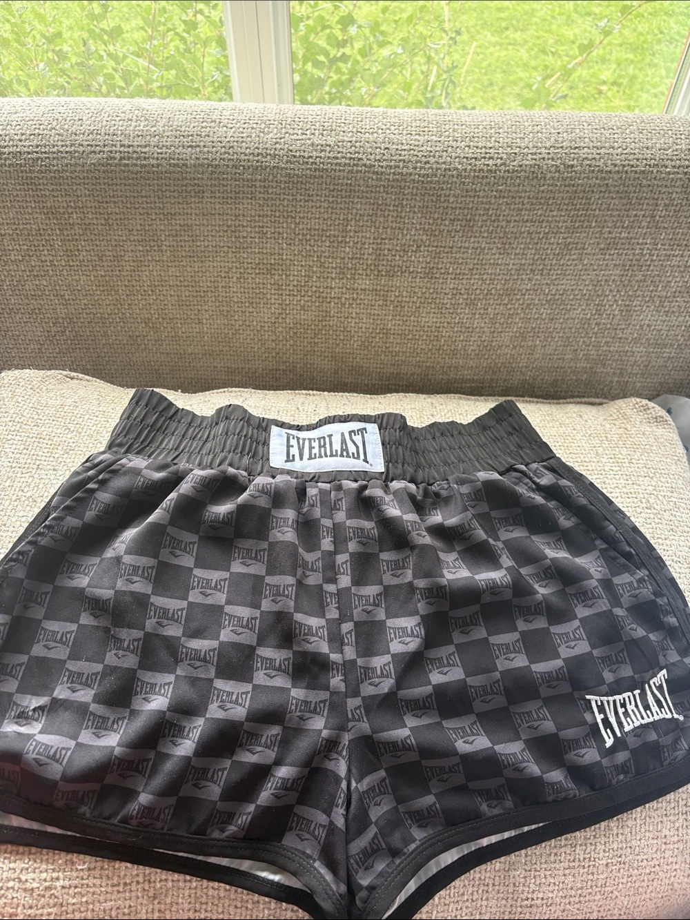 Everlast Black Checker Logo Athletic Shorts